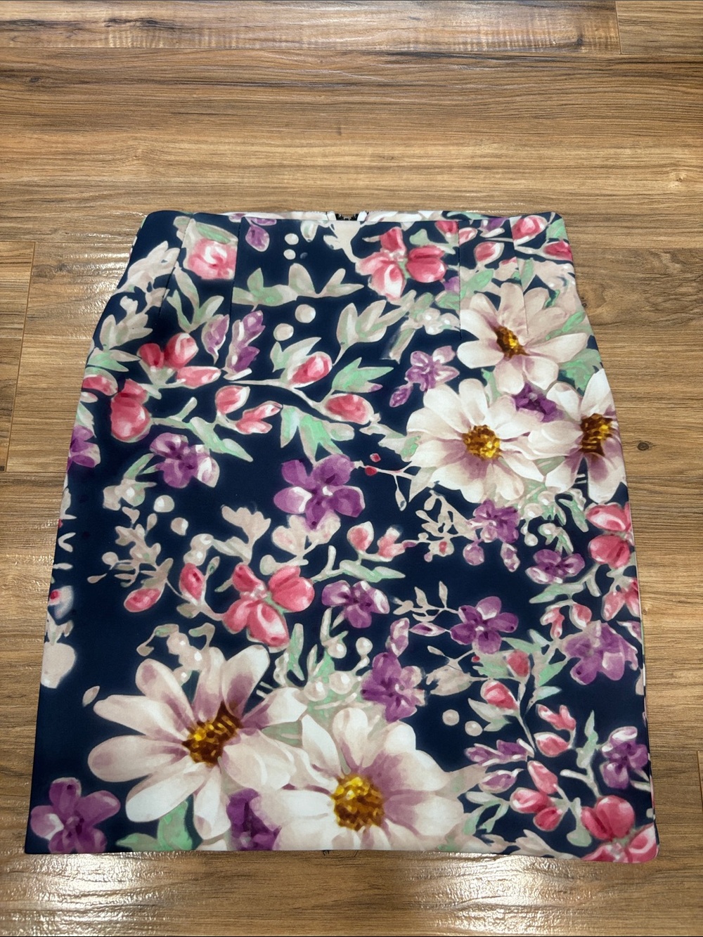 Vero Moda Navy Pencil Skirt with Pink, Purple & White Floral Print